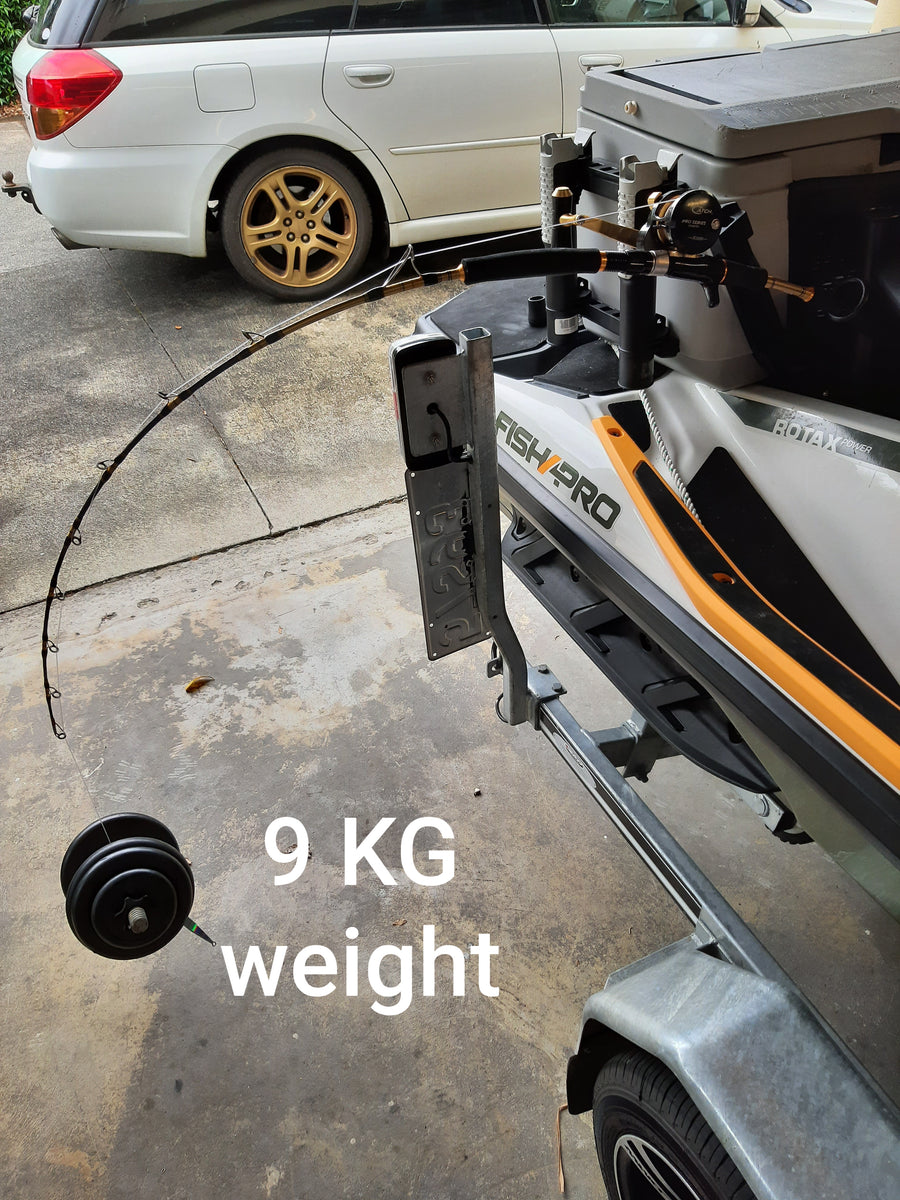 fishing rod holder for ski boat Fish Pro Footwell + Bottle Holder used space at the front of your footwell by installing the GC Jetski FIshing footwell rod holder to give you rod holders Fish Pro Waverunner Rod Holder